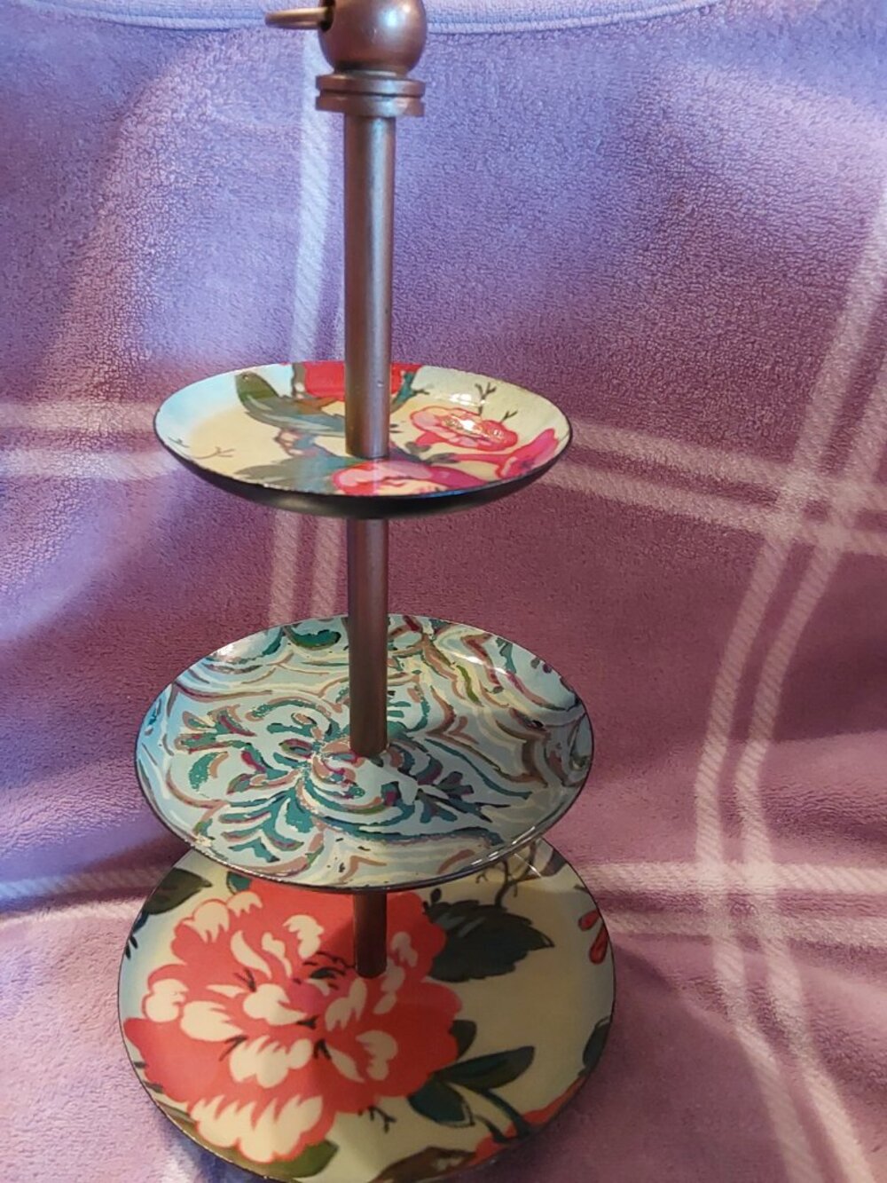 3 TIER STACKING TRAY FLORAL PATTERN BEAUTIFUL - Picture 7 of 12